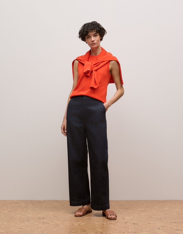 Trenery - Australian Cotton Blend Denim Tailored Pant in Blue Black