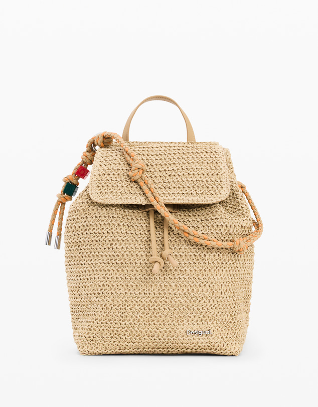 Desigual - Small raffia backpack with charms