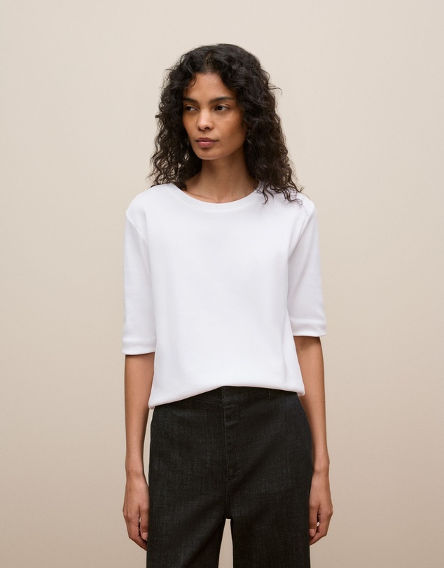 Trenery - Australian Cotton Half Sleeve T-shirt in White