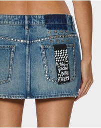Ksubi - Micro Mini Skirt Texas Blue Studded
