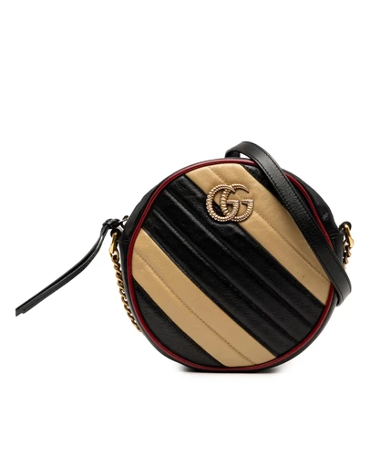 Pre-Loved by Azura Reborn - Pre-Loved Mini GG Marmont Matelasse Leather Torchon Round Crossbody