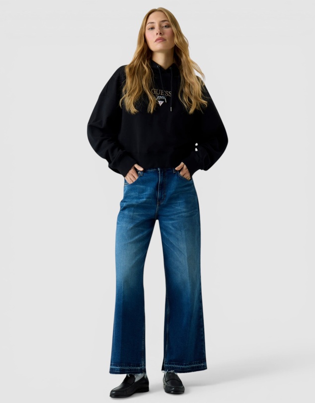 GUESS Jeans - GUESS JEANS Drop Shoulder Baker Cropped Hoodie