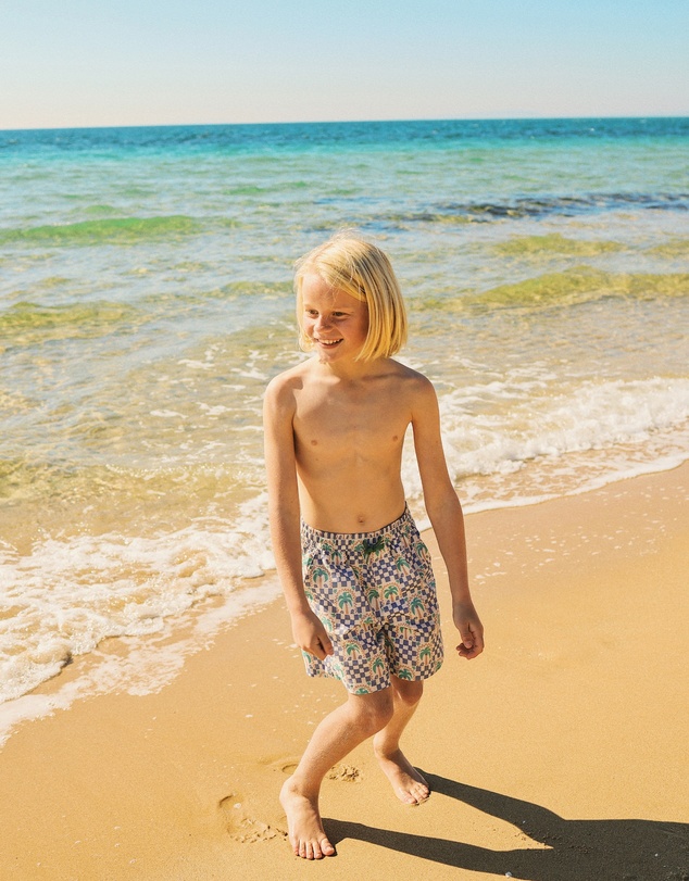 Skwosh - Palm Check Party Boys Everyday Shorts in White