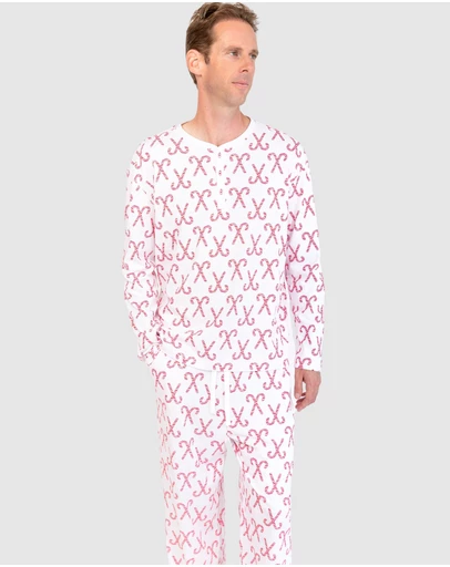 Sant And Abel - Men's Candy Cane Henley Top