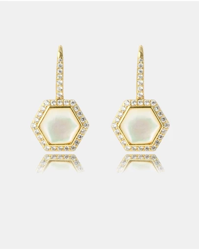 Georgini - GEORGINI OCEANS TORQUAY MOTHER OF PEARL EARRINGS GOLD
