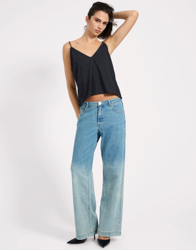 ONE TEASPOON - Low Riders Low Waist Wide Leg Denim Jeans - Texas Blue