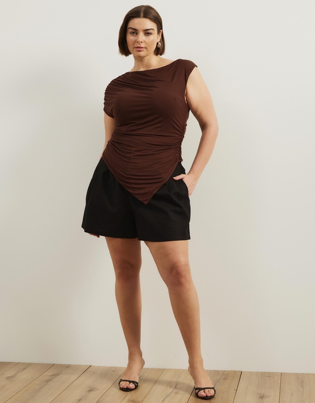 Atmos&Here Curvy - Lila Gathered Shoulder Bamboo Top