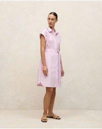 Trenery - Cotton Poplin Cap Sleeve Shirt Dress in Soft Lilac