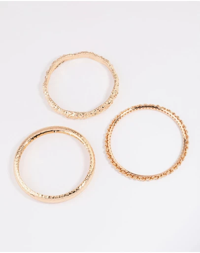 Lovisa - Gold Multi Pack Textured Bangles