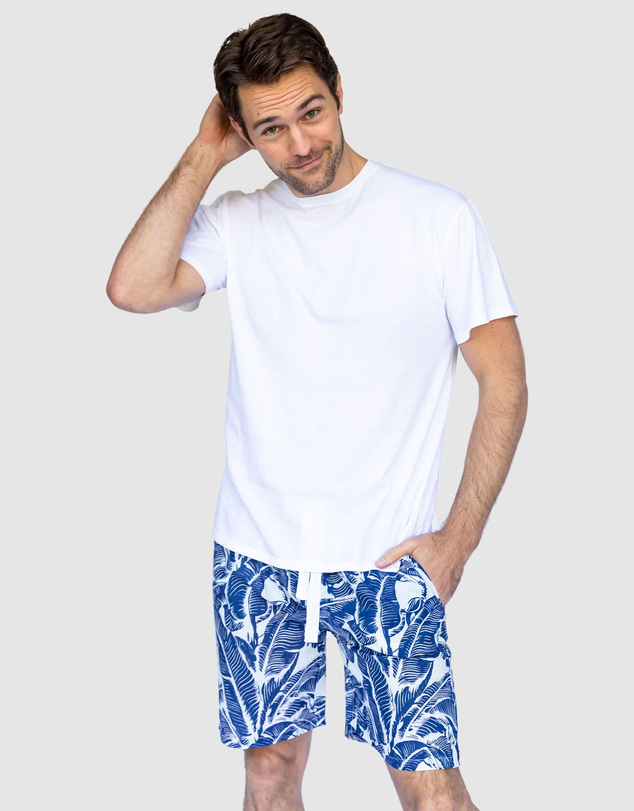 Sant And Abel - Men's Martinique® Blue Banana Leaf Sleep Shorts