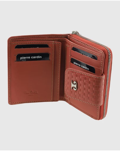 Pierre Cardin - Woven Leather Zip-Around Bi-Fold Wallet with RFID