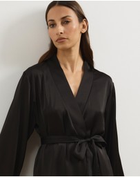 Atmos&Here - Pearl Lace Trim Satin Robe