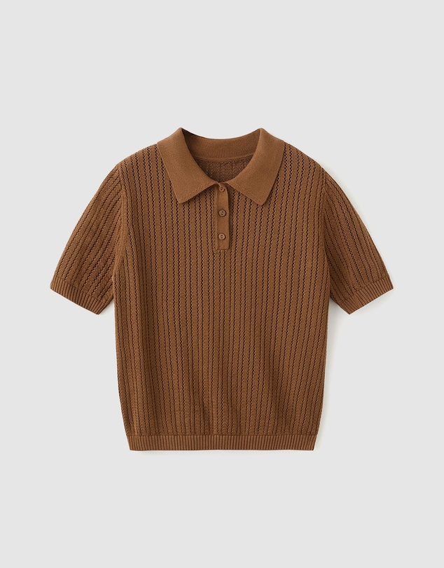 M.N.G - Openwork Knitted Polo-Neck Sweater
