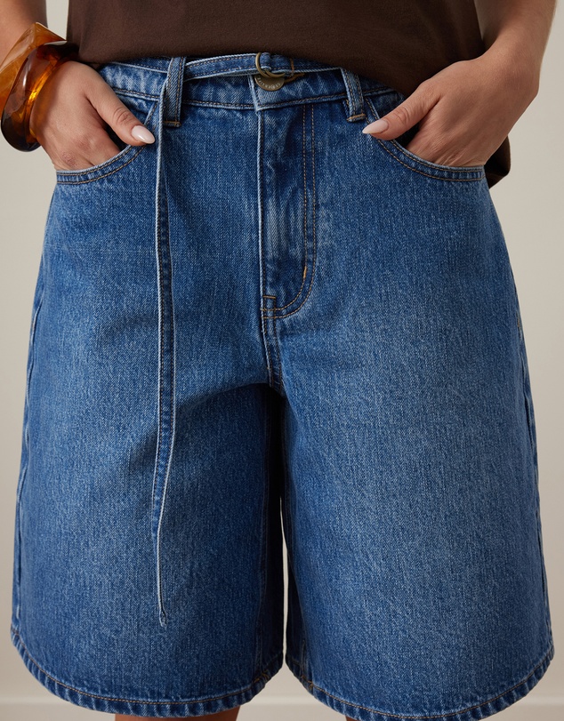 Ceres Life - Olive Belted Denim Short