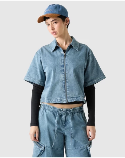 GUESS Originals - GUESS Originals Cropped Zipped Shirt