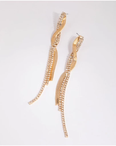 Lovisa - Gold Flat Snake & Cup Chain Drop Earrings