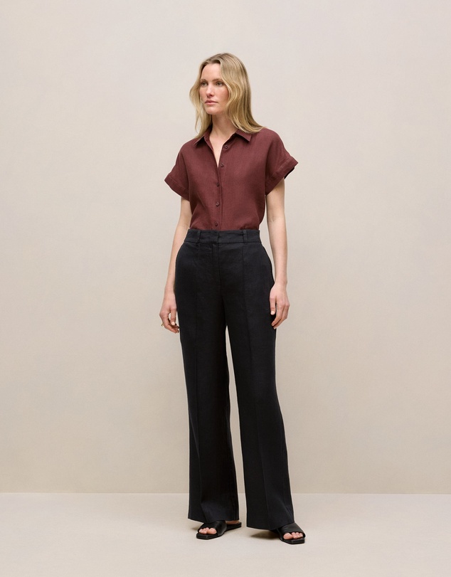 Trenery - Linen Pintucked Pant in Black