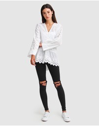 Belle & Bloom - Unbutton Me Eyelet Button Down Shirt