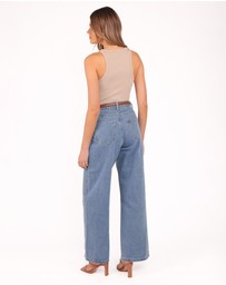 Petal & Pup - Yuri Wide Leg Jeans - Two Tone Blue