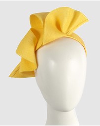 Max Alexander - Large Wavy Yellow Racing Fascinator