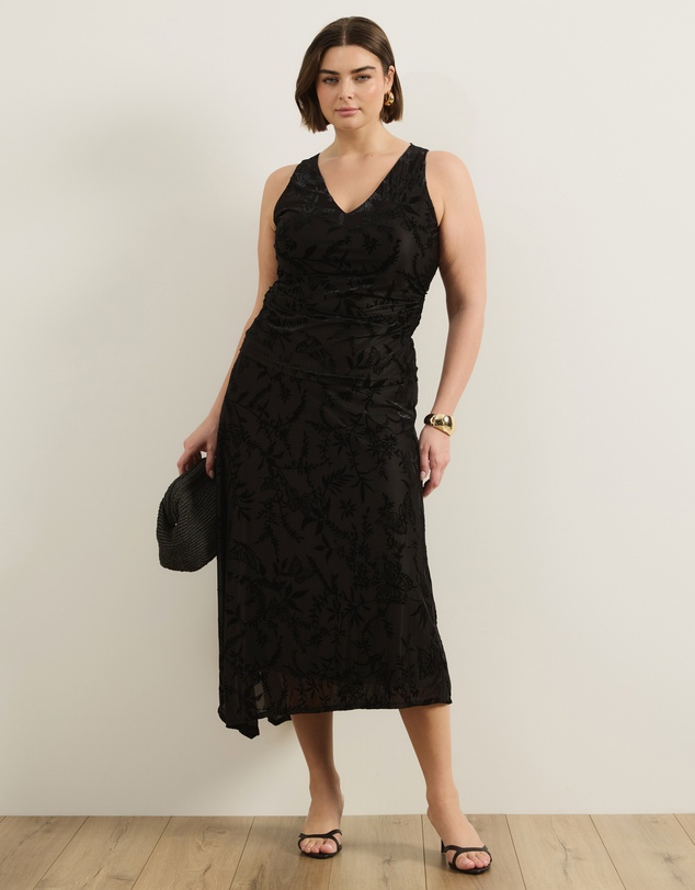Atmos&Here Curvy - Evelise Burnout Midi Skirt