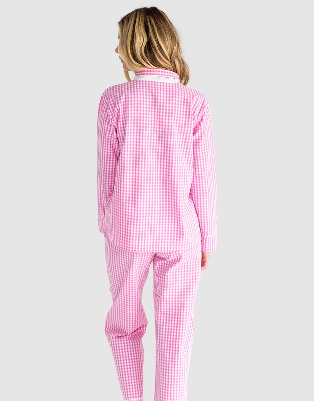Sant And Abel - Women's Hepburn Gingham Pink Long PJ Set