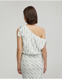 Oxford - Sandy Printed Tie Up Top