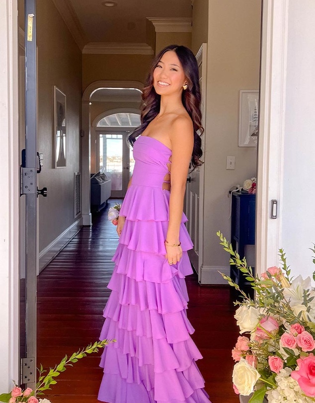 Beginning Boutique - Kim Magenta Strapless Ruffle Maxi Dress