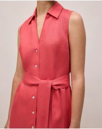 Trenery - Linen Sleeveless Shirt Dress in Crimson