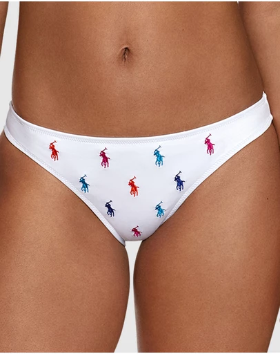 Polo Ralph Lauren - Logo Icons Devin Embroidered Low Rise Hipster Bikini Bottom