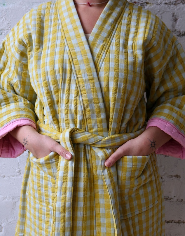 Mosey Me - Citrus Seersucker Quilted Robe