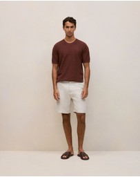 Trenery - Cotton Linen Racking Stitch T-shirt in Espresso