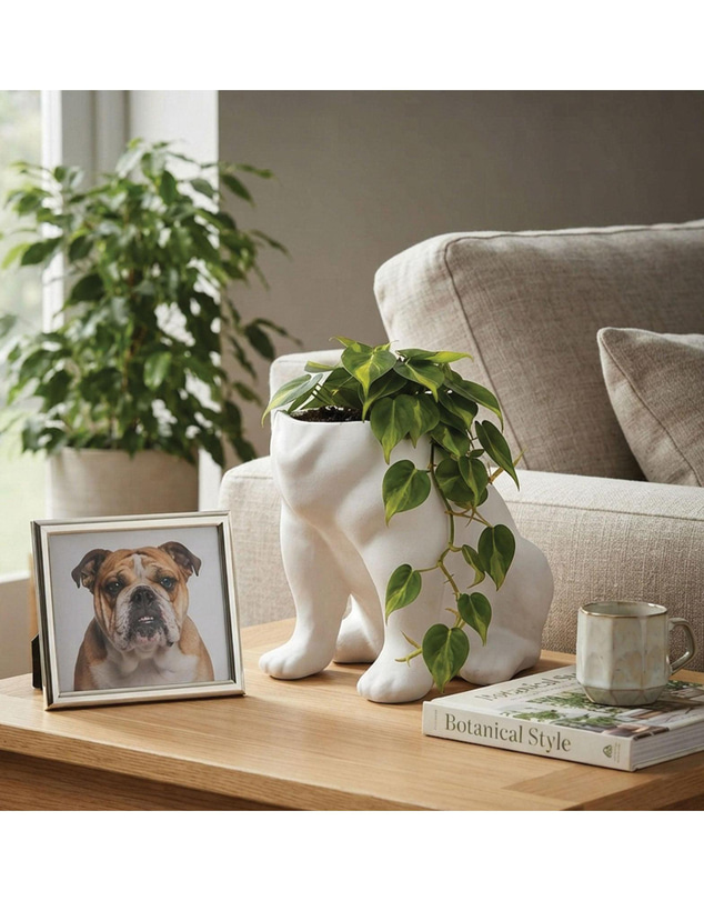 Urban Attitude - Urban Attitude Maggie Bulldog Planter - Matte White