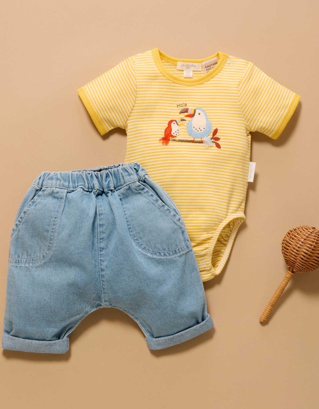 Purebaby - Rib Short Sleeve Bodysuit -Kids-Babies