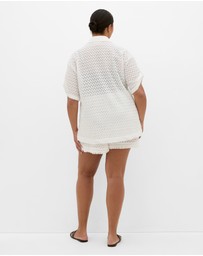 City Chic - Andros Jacquard Knit Shirt - ivory