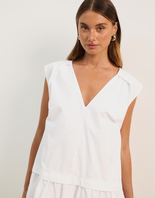 Atmos&Here - Allie Cotton Poplin V-Neck Mini Dress