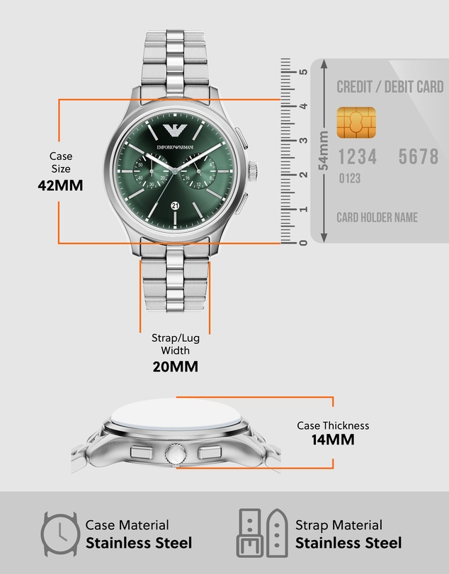 Emporio Armani - Silver Tone Chronograph Watch