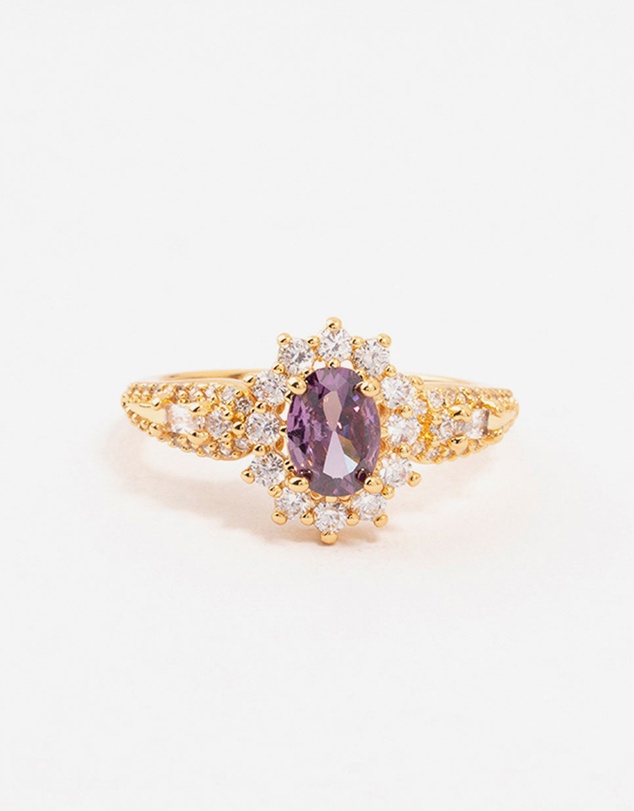 Lovisa - Gold Opulent Purple Cubic Zirconia Statement Ring