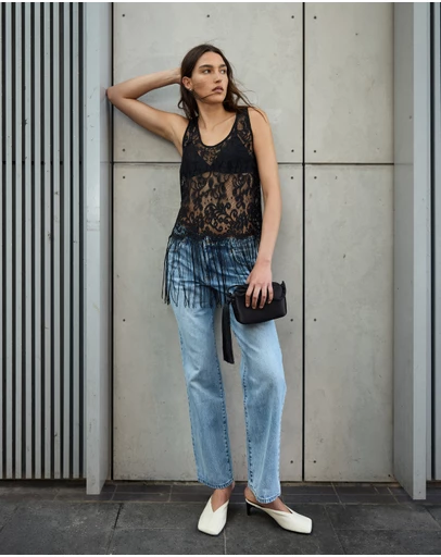 Minima Esenciales - Pia Fringe Lace Tunic Top