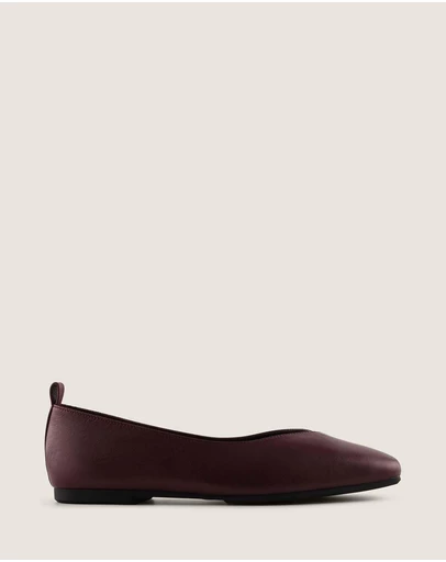Shelly Shen - Nico Ballet Flats Burgundy Leather