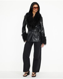 Dazie - Zephyr Removable Faux Fur Penny Lane Coat