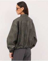 Calli - Hayden Polyurethane Bomber Jacket