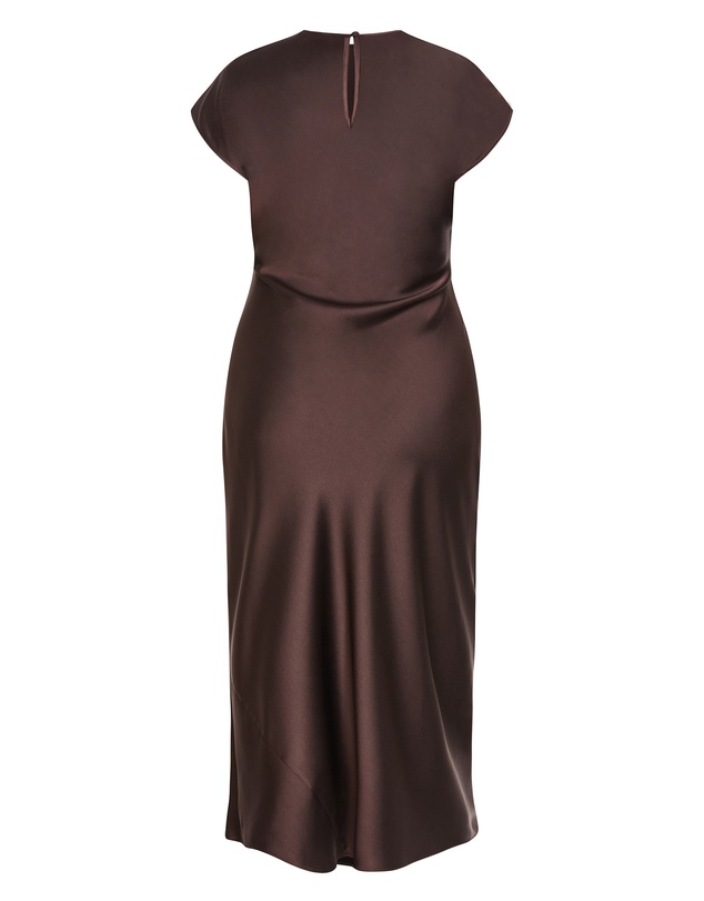 City Chic - Plus size Beatrix Knot Satin Dress - truffle