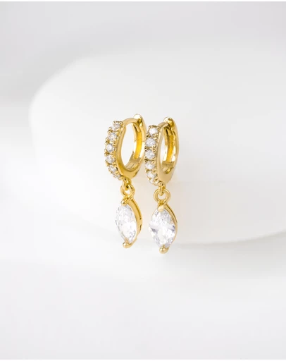 Wanderlust + Co - Marquise Gold Baby Huggie Earrings