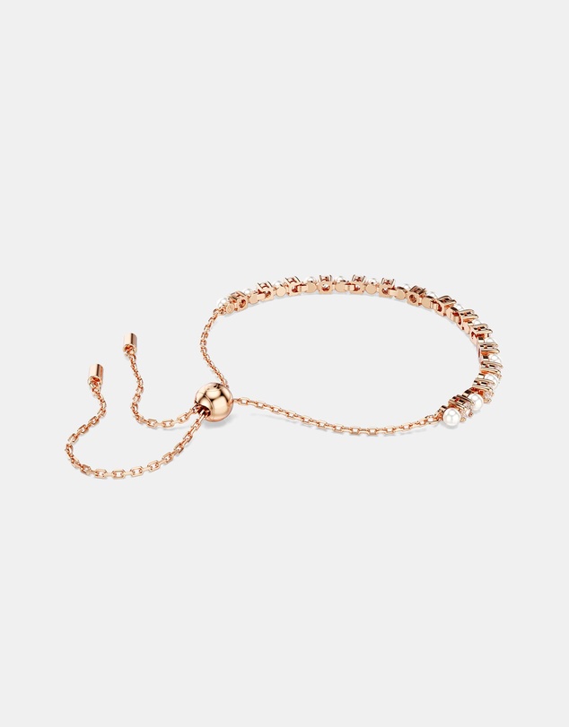 Swarovski - Matrix bracelet, Crystal pearl, Round cuts, White, 18K rose gold finish
