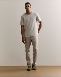 Trenery - Cotton Jacquard Contrast Collar T-shirt in Cement