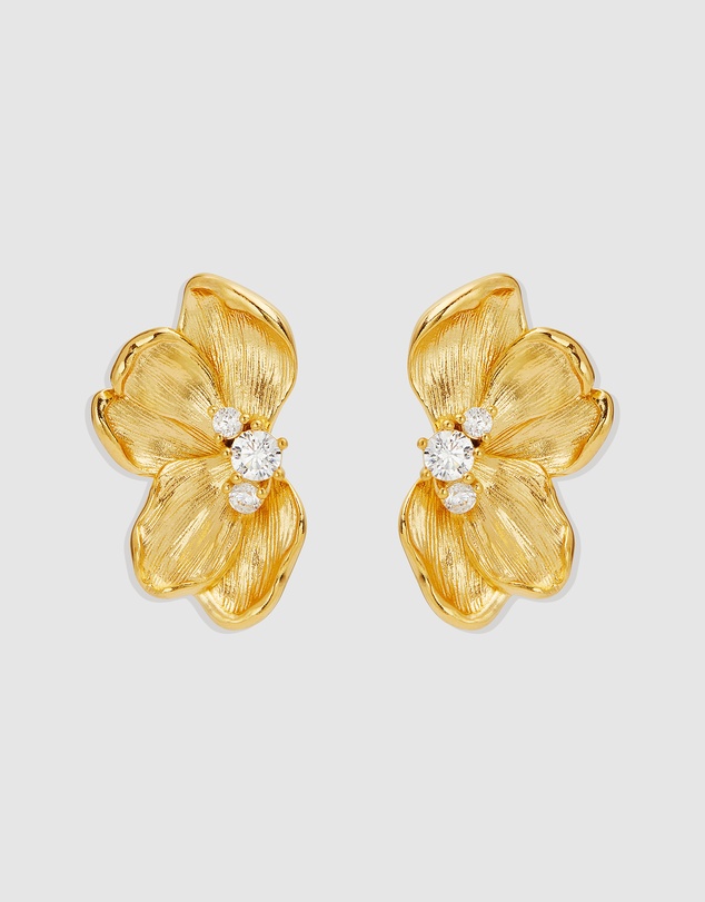 By Charlotte - Serene Lotus Statement Earrings