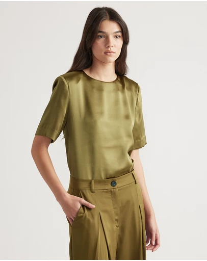 Decjuba - Noah Shoulder Pad Satin Top
