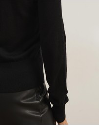 Atmos&Here - Elina Crewneck Knit Cardigan With Rib Hem