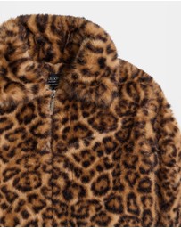 Bardot Junior - Sylvie Leopard Faux Fur Jacket - Kids-Teens